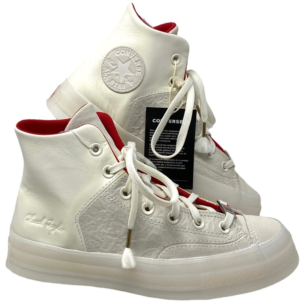 Converse Chuck 70 Marquis Shoes Women's Leather Egret High Top Sneakers A05262C